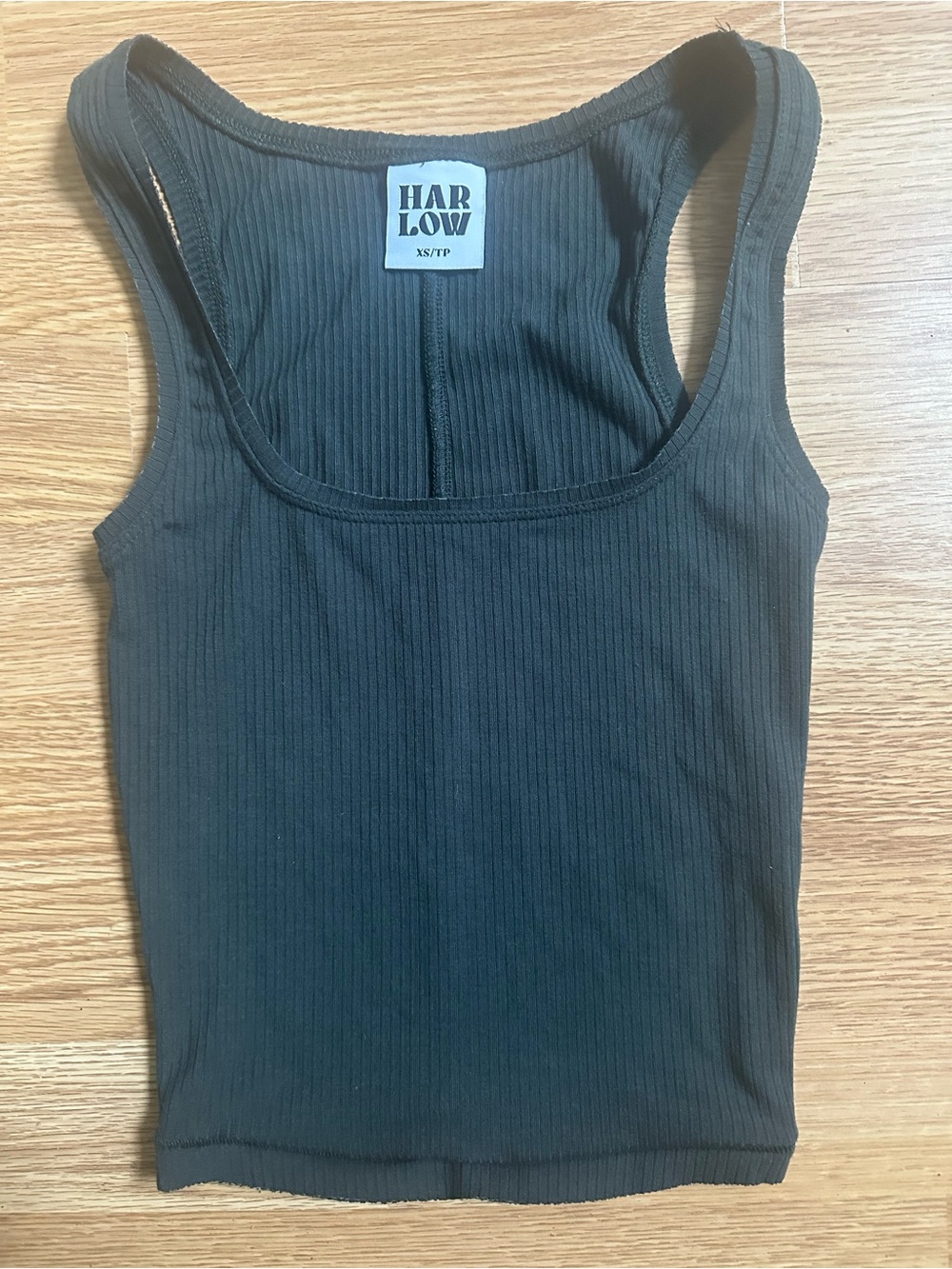 Harlow forest green  Ribbed Square Neck Tank Top